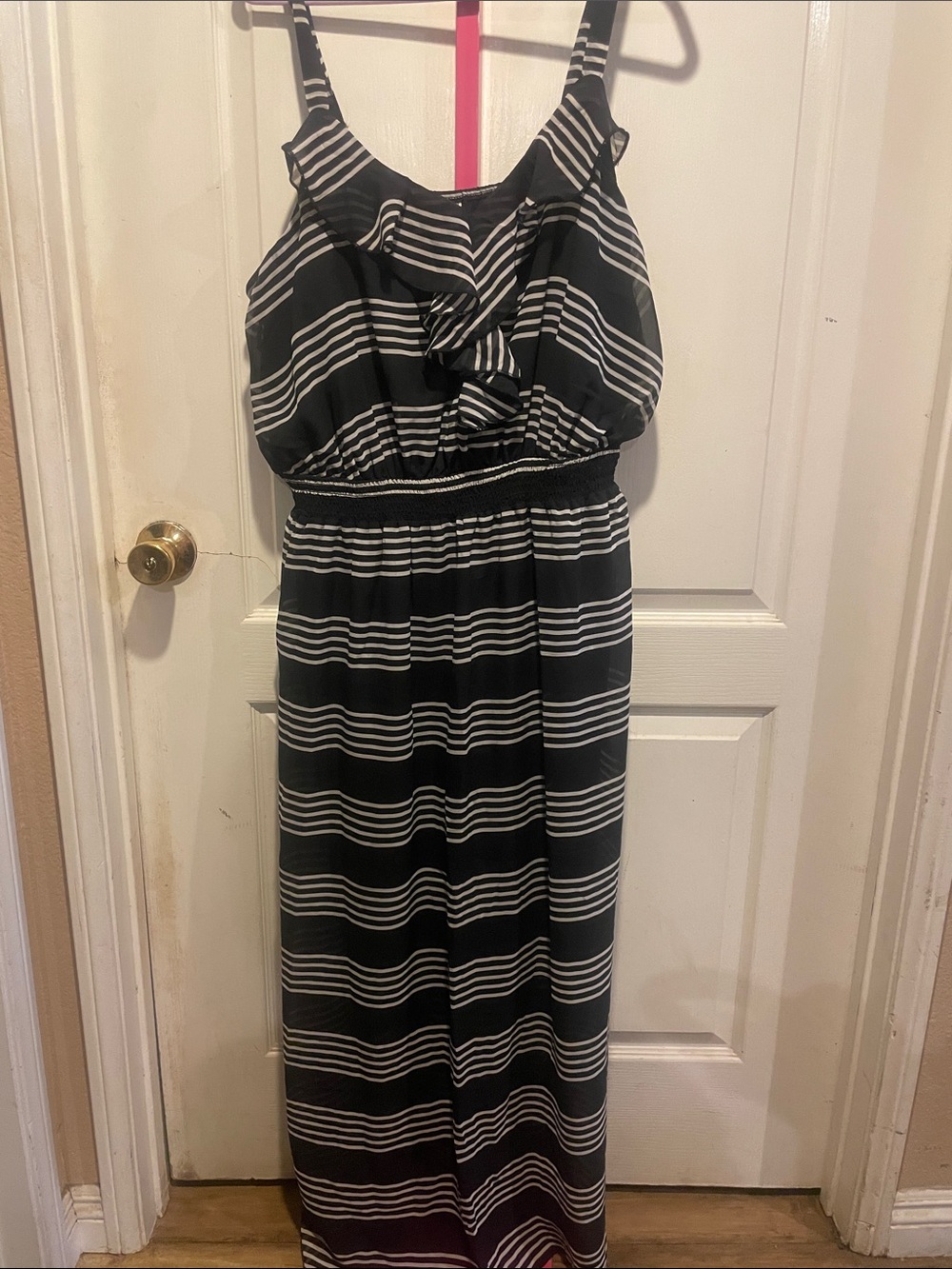 Faded Glory Black and White Striped Maxi Dress